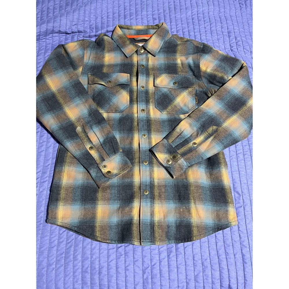 Legendary Whitetails Mens Plaid Thermal Lined Flannel Shirt Jacket Blue Tan MD - Picture 1 of 16